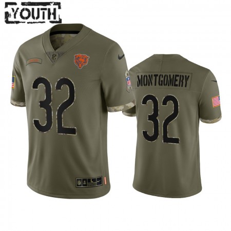 Tröjor Chicago Bears David Montgomery 32 Olive 2022 Salute To Service Limited - Barn Tröjor Chicago Bears David Montgomery 32 Olive 2022 Salute To Service Limited - Barn